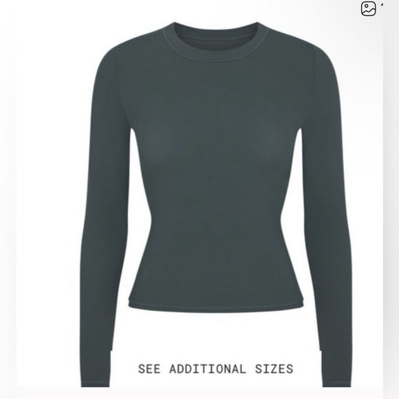 SKIMS FITS EVERYBODY LONG SLEEVE T SHIRT IN DEEP SEA 2X - Picture 5 of 5